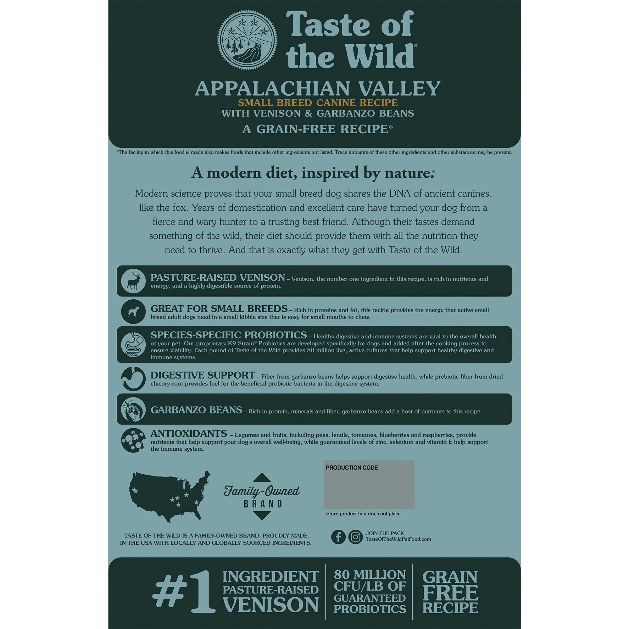 Taste of the Wild gros plan du kibble petit format facilitant la mastication