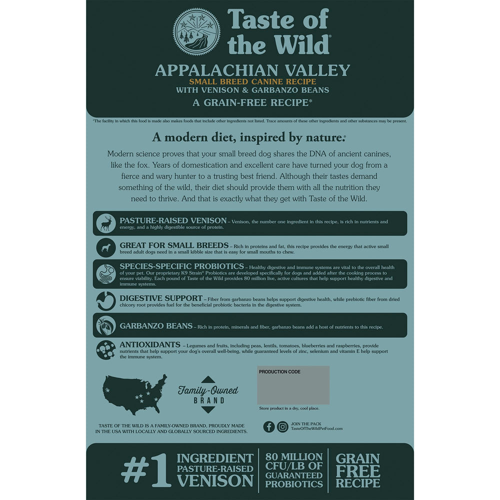 Taste of the Wild gros plan du kibble petit format facilitant la mastication