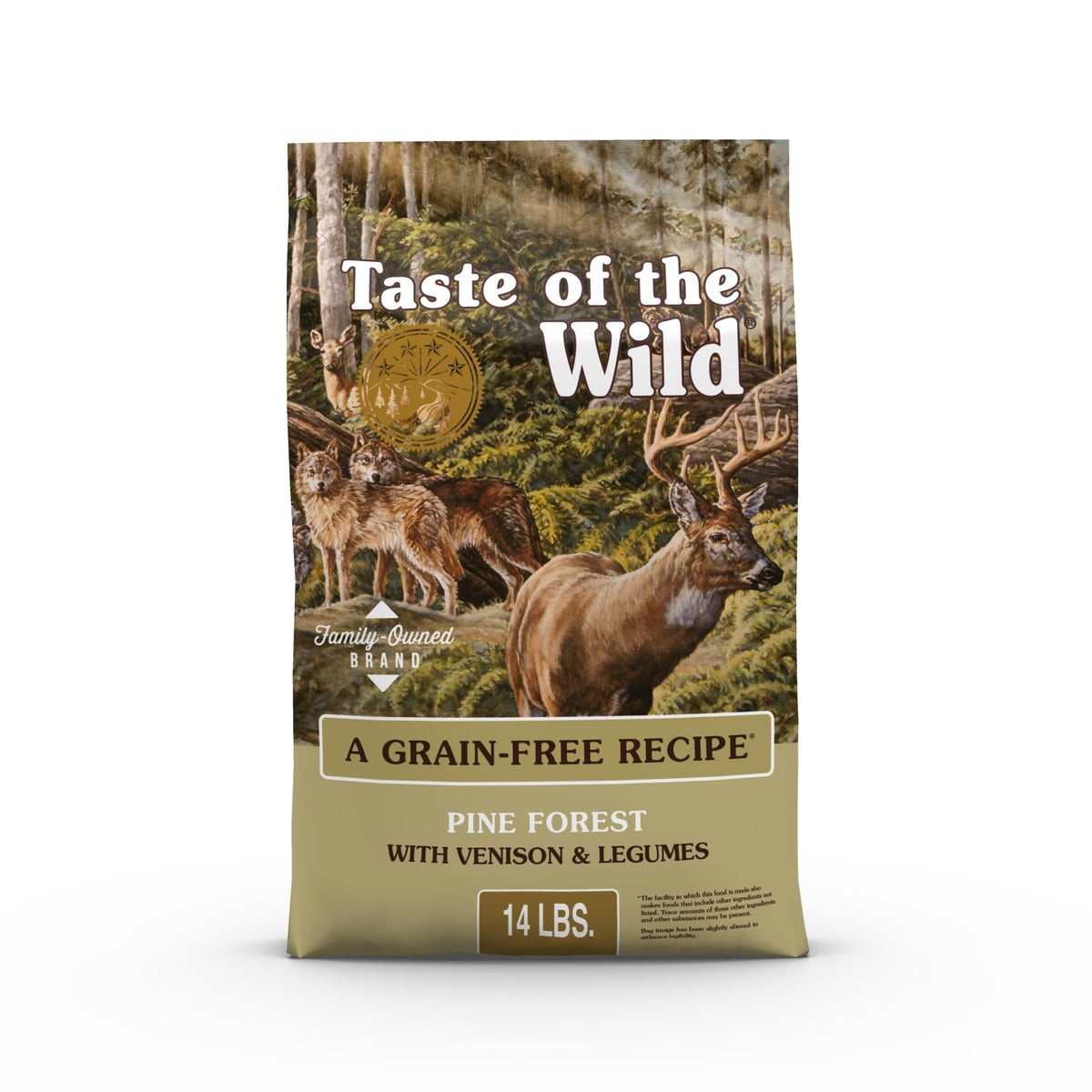 Taste of the Wild emballage avant montrant la recette venaison et bénéfice énergique