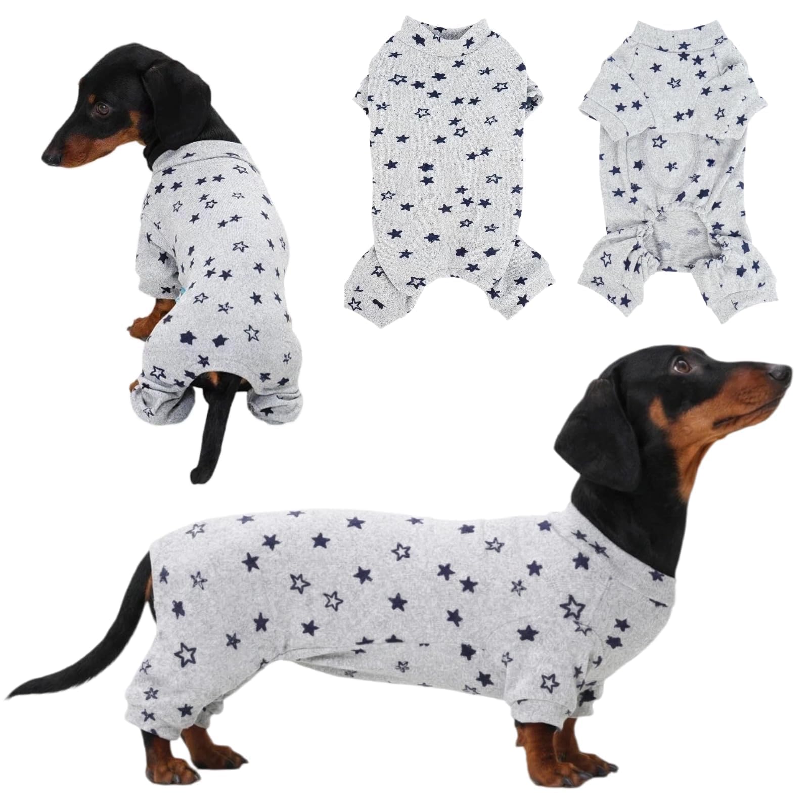 T'CHAQUE pyjama teckel face montrant coupe et confort