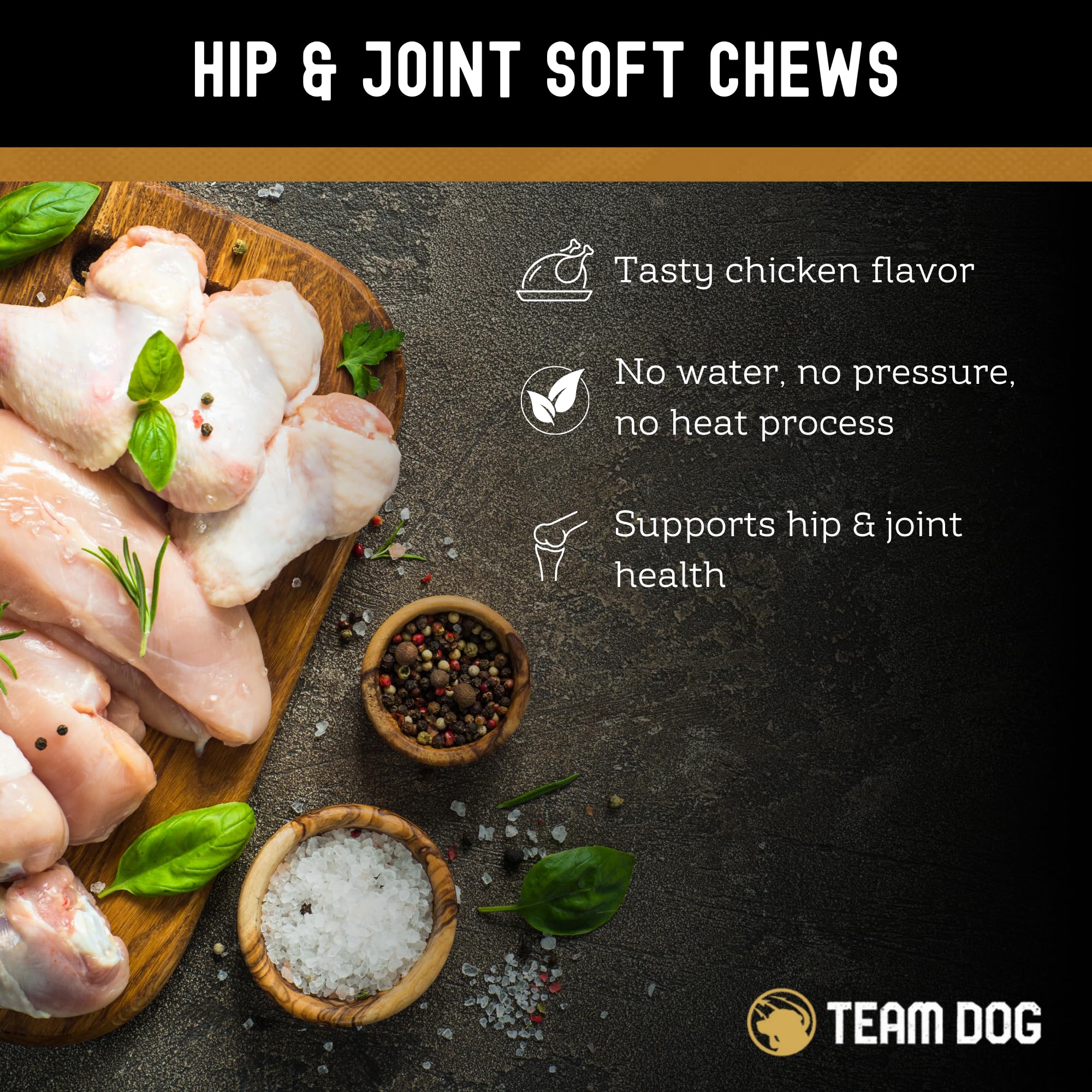 Team Dog pastilles gros plan, texture visible pour une mastication facile