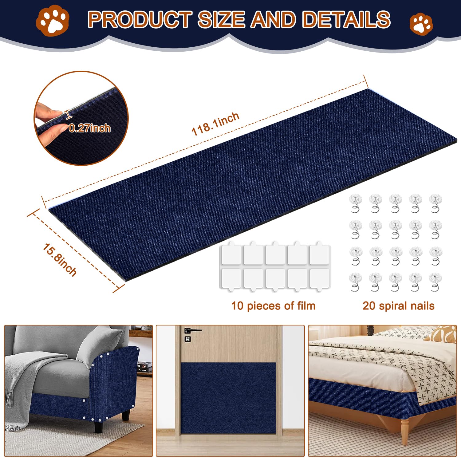 TEBANTY gros plan texture résistante pour griffes durables