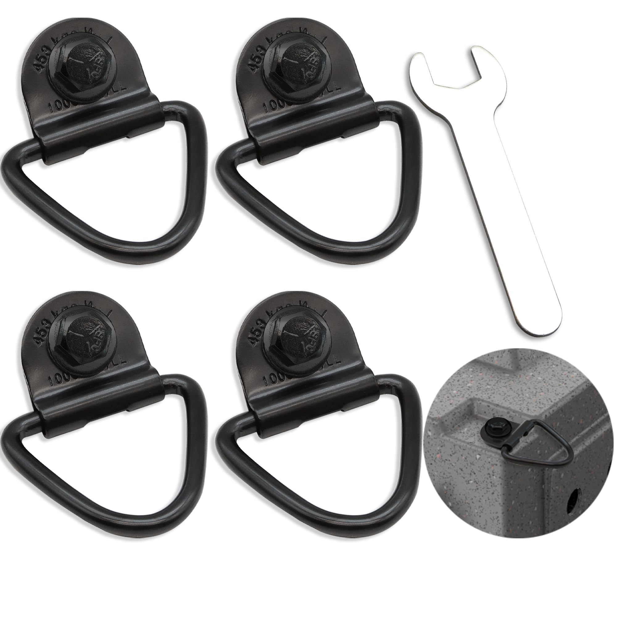 Terixe vue avant du kit complet montrant D‑rings et accessoires pour fixation sécurisée