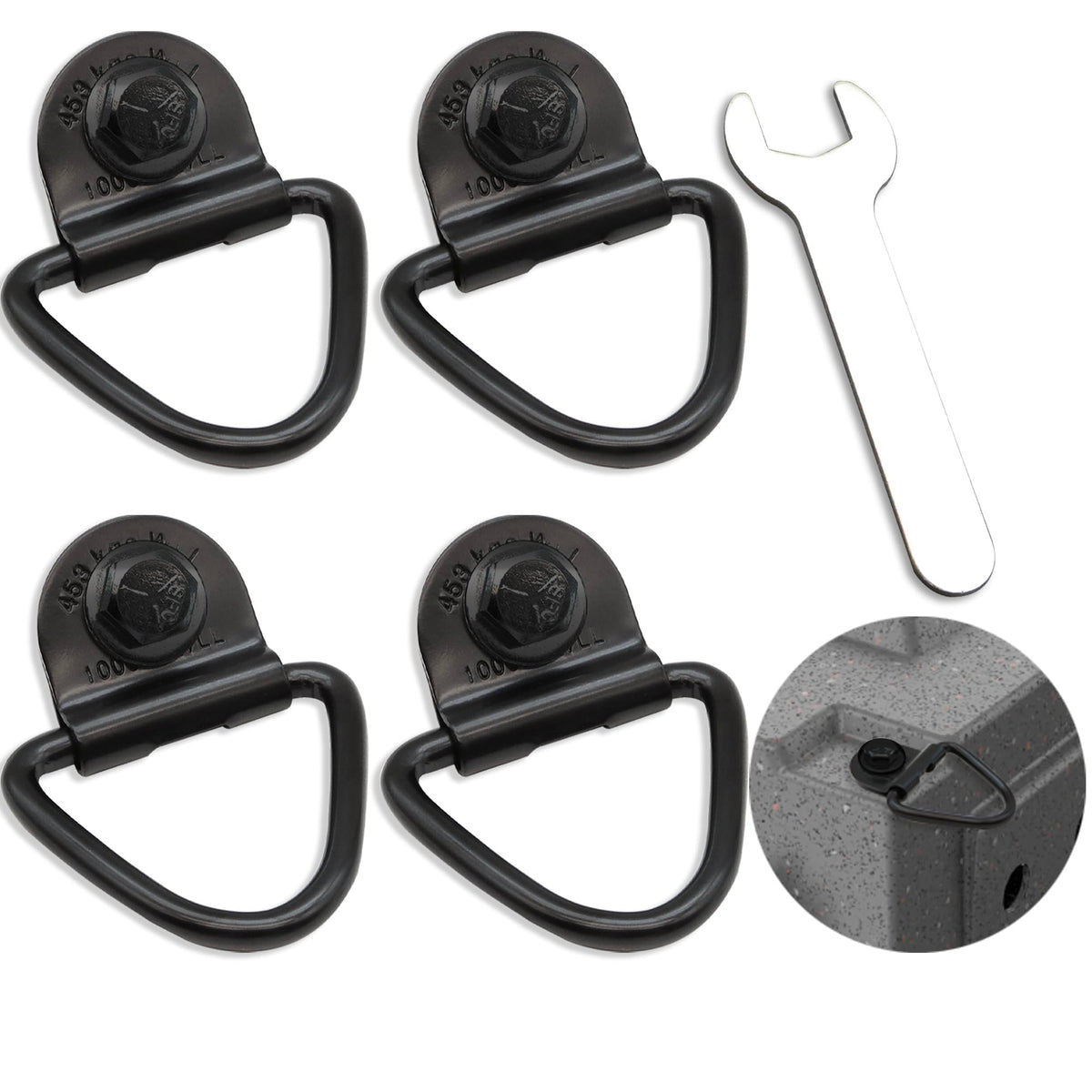 Terixe vue avant du kit complet montrant D‑rings et accessoires pour fixation sécurisée