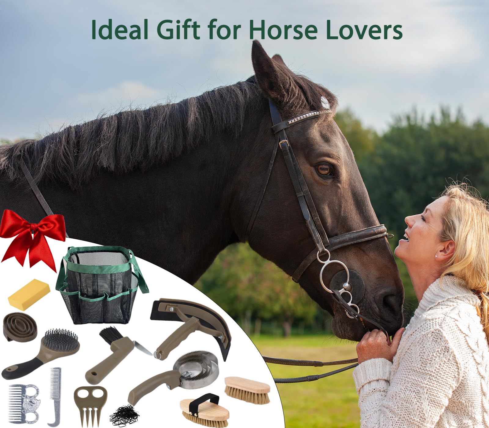 TERPUP kit en utilisation lifestyle cavalier utilisant les outils pour préparer son cheval