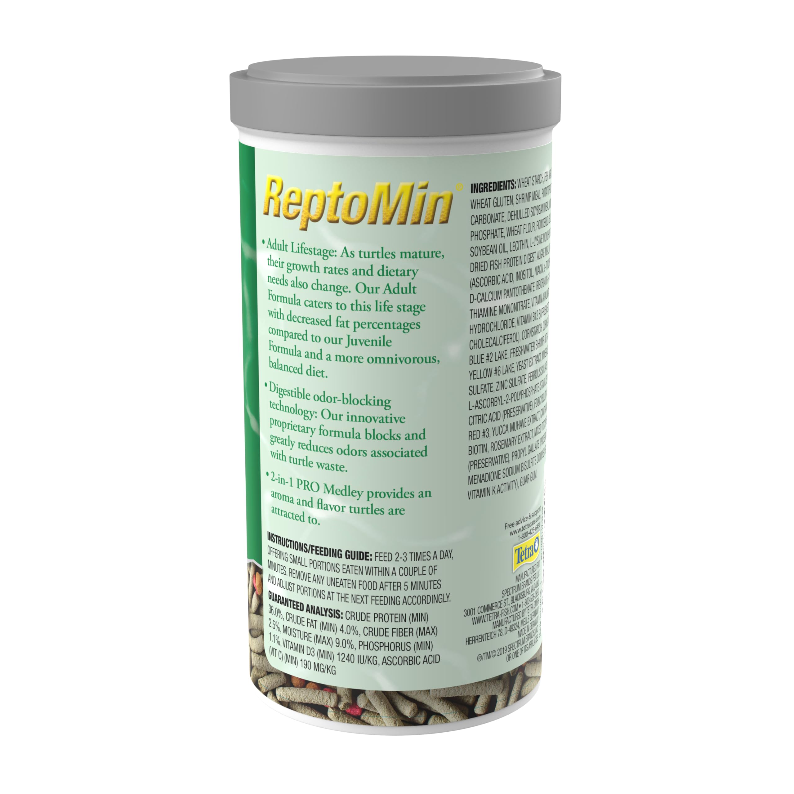 Tetra ReptoMin Pro Sticks comparaison taille dans la main, bénéfice : portion contrôlable
