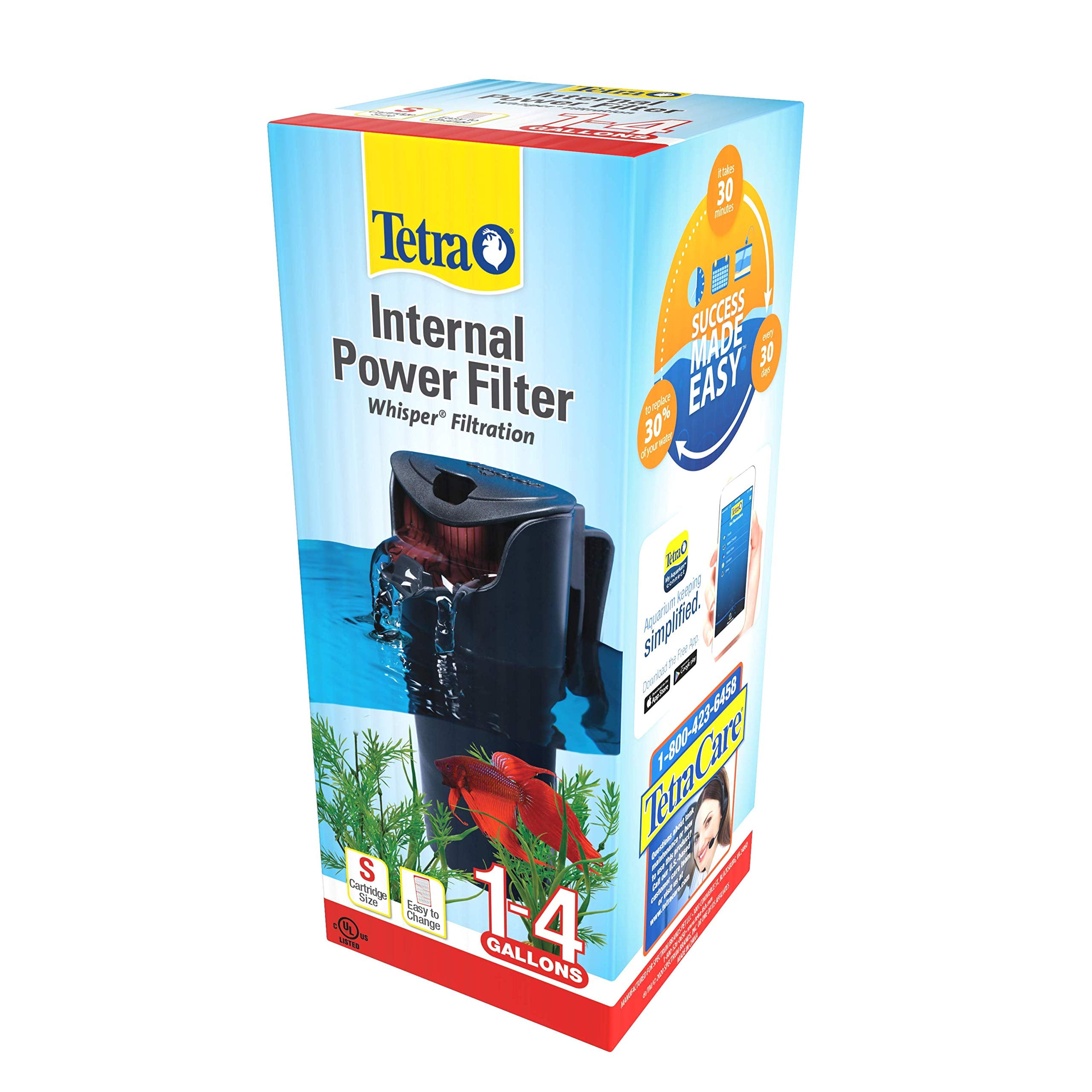 Tetra filtre Whisper couvercle articulé montrant accès facile aux cartouches