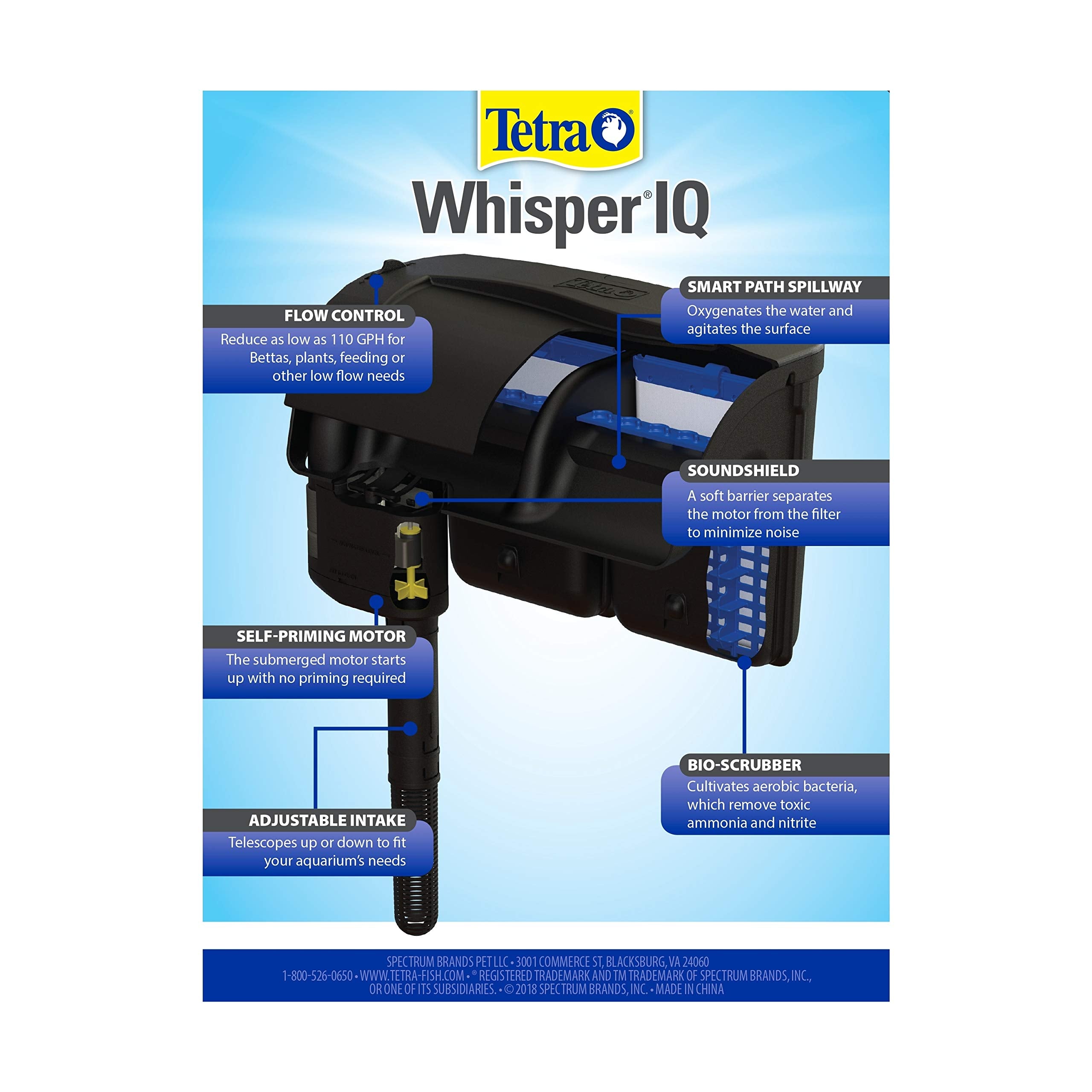 Tetra Whisper IQ réglage d'entrée montrant ajustement du débit pratique