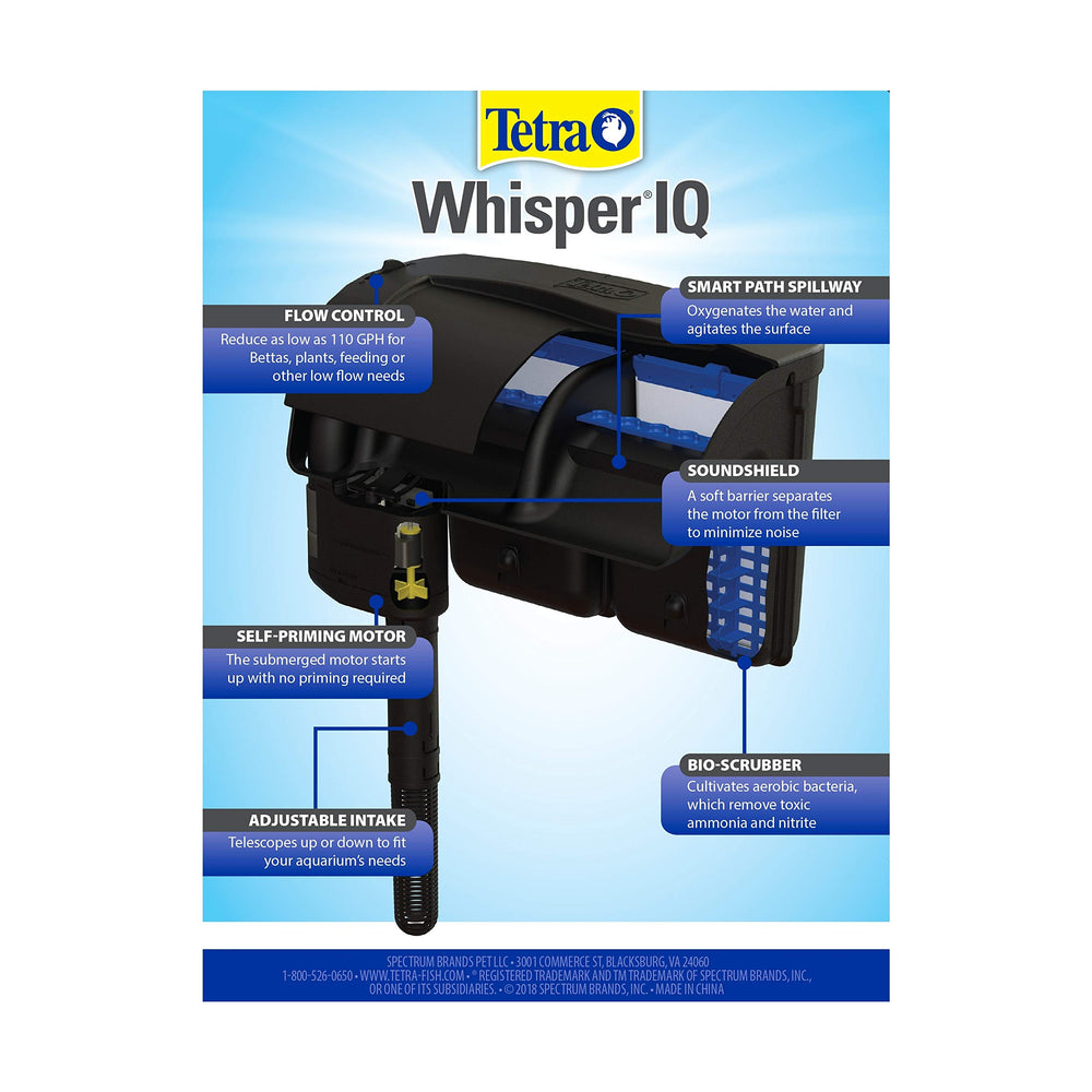 Tetra Whisper IQ réglage d'entrée montrant ajustement du débit pratique