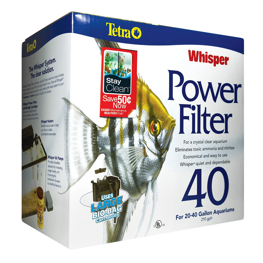 Tetra Whisper PF40 installé dans aquarium améliore clarté de l'eau