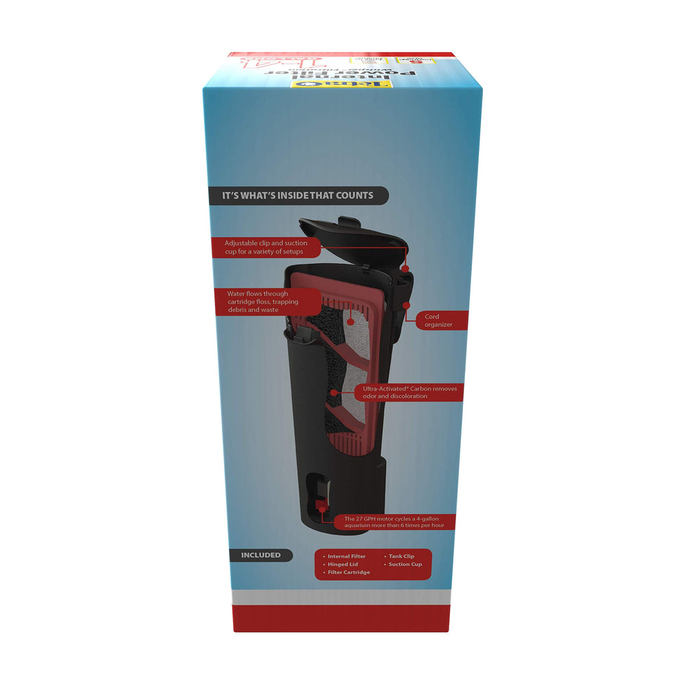 Tetra filtre Whisper gros plan sur cartouche montrant filtration efficace