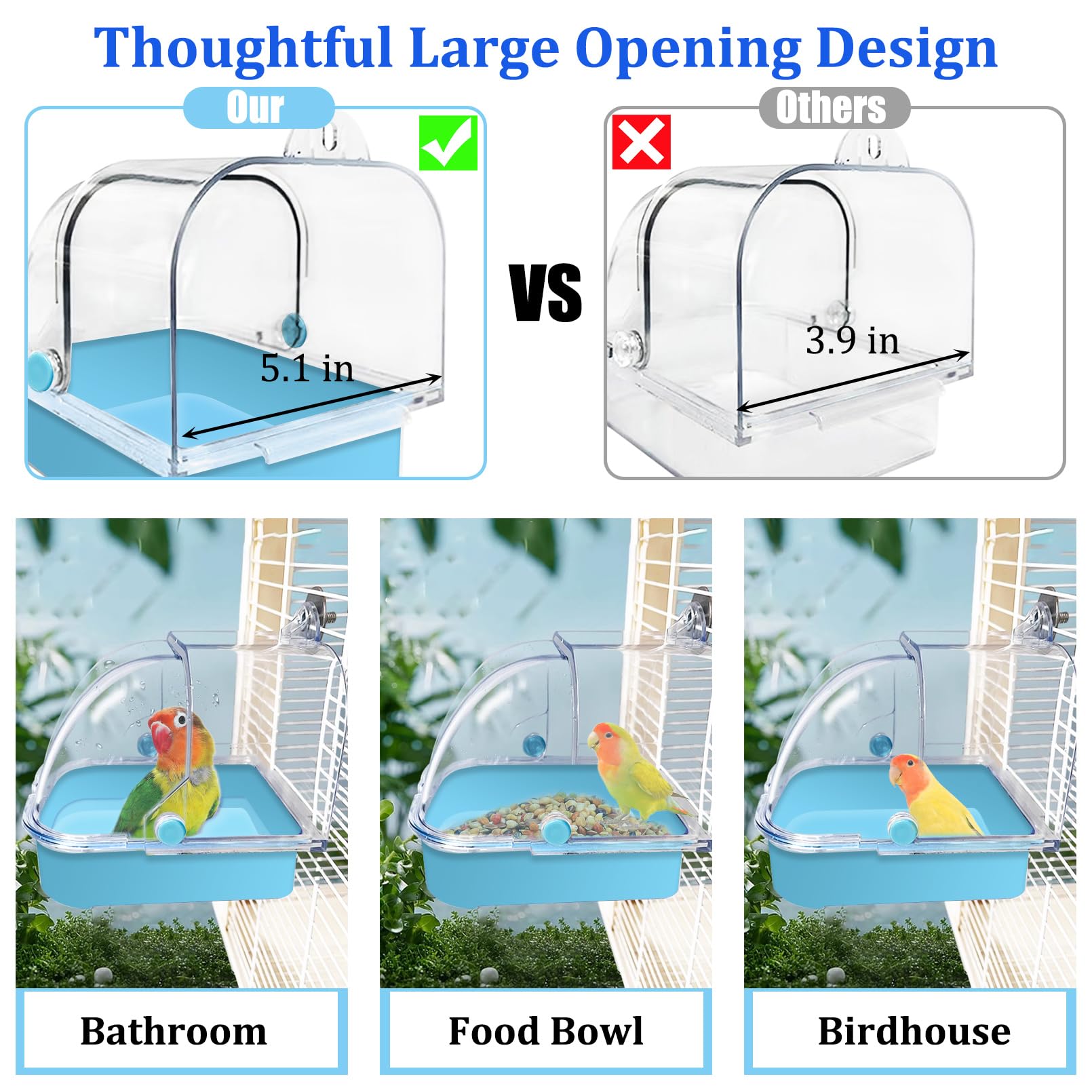 Tfwadmx avec perruche utilisant le bain montrant confort et nettoyage des plumes