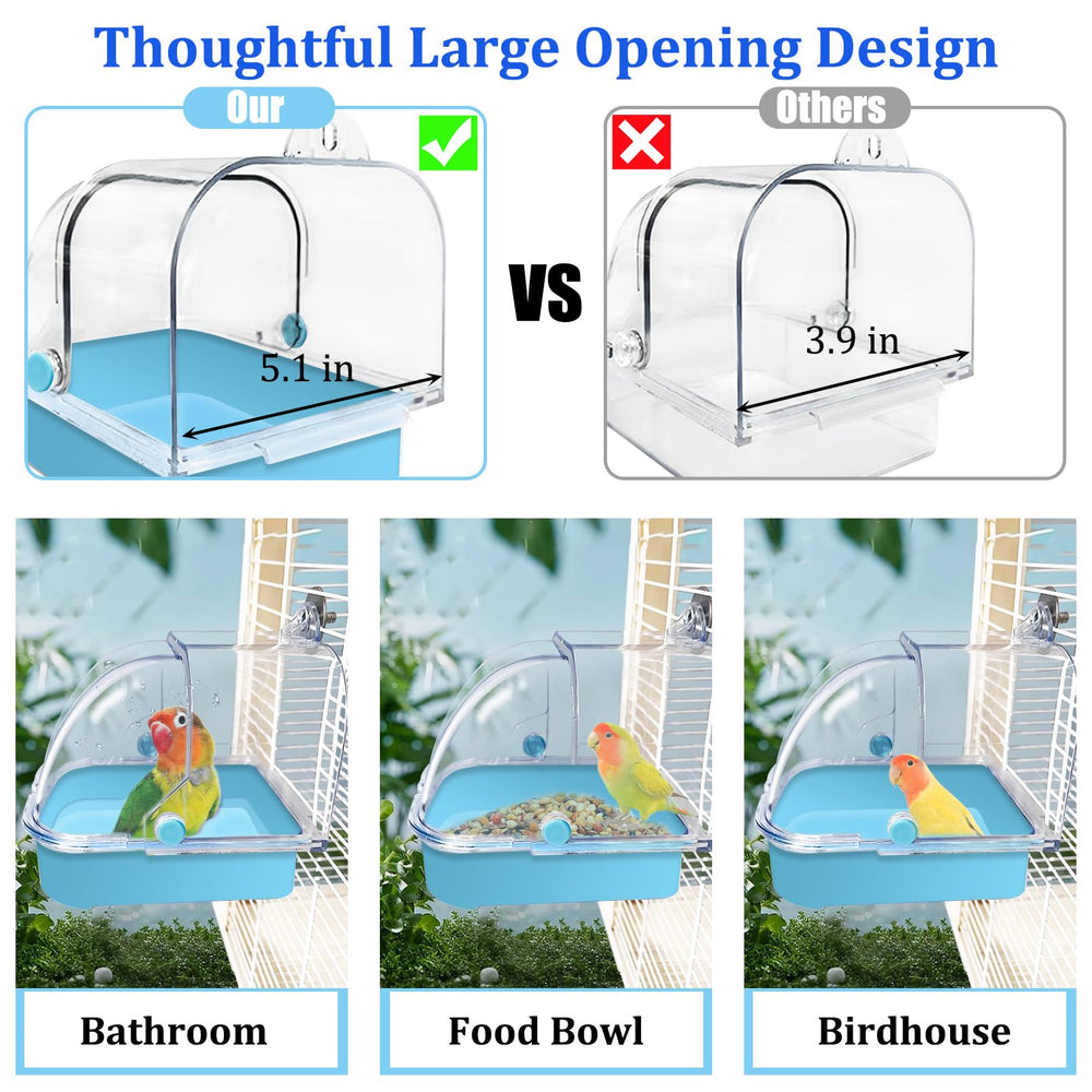 Tfwadmx avec perruche utilisant le bain montrant confort et nettoyage des plumes