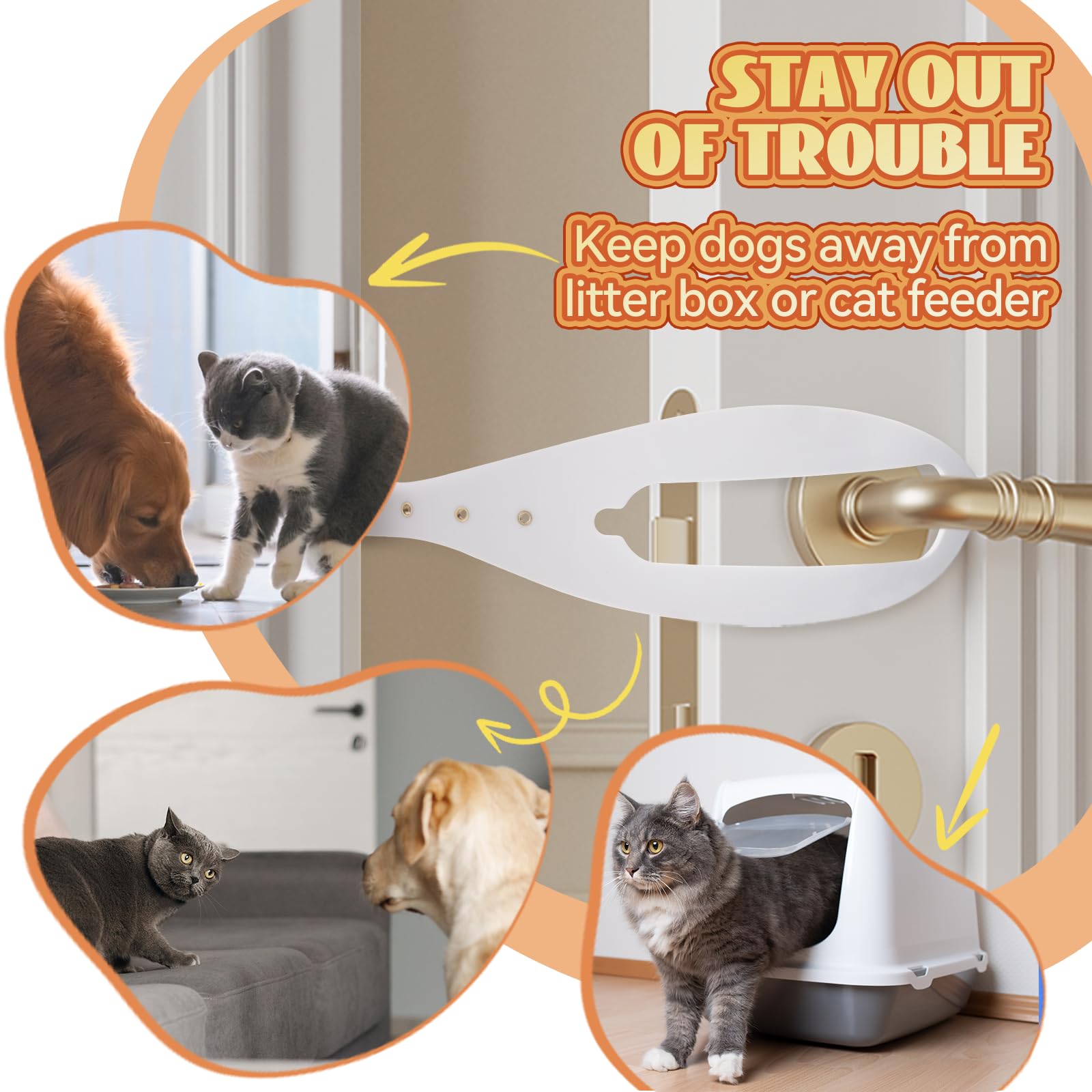 TGIOW comparaison de tailles montrant réglages 2,5–15 cm pour différents chats