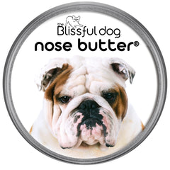 The Blissful Dog pot devant montrant l'étiquette et confort instantané