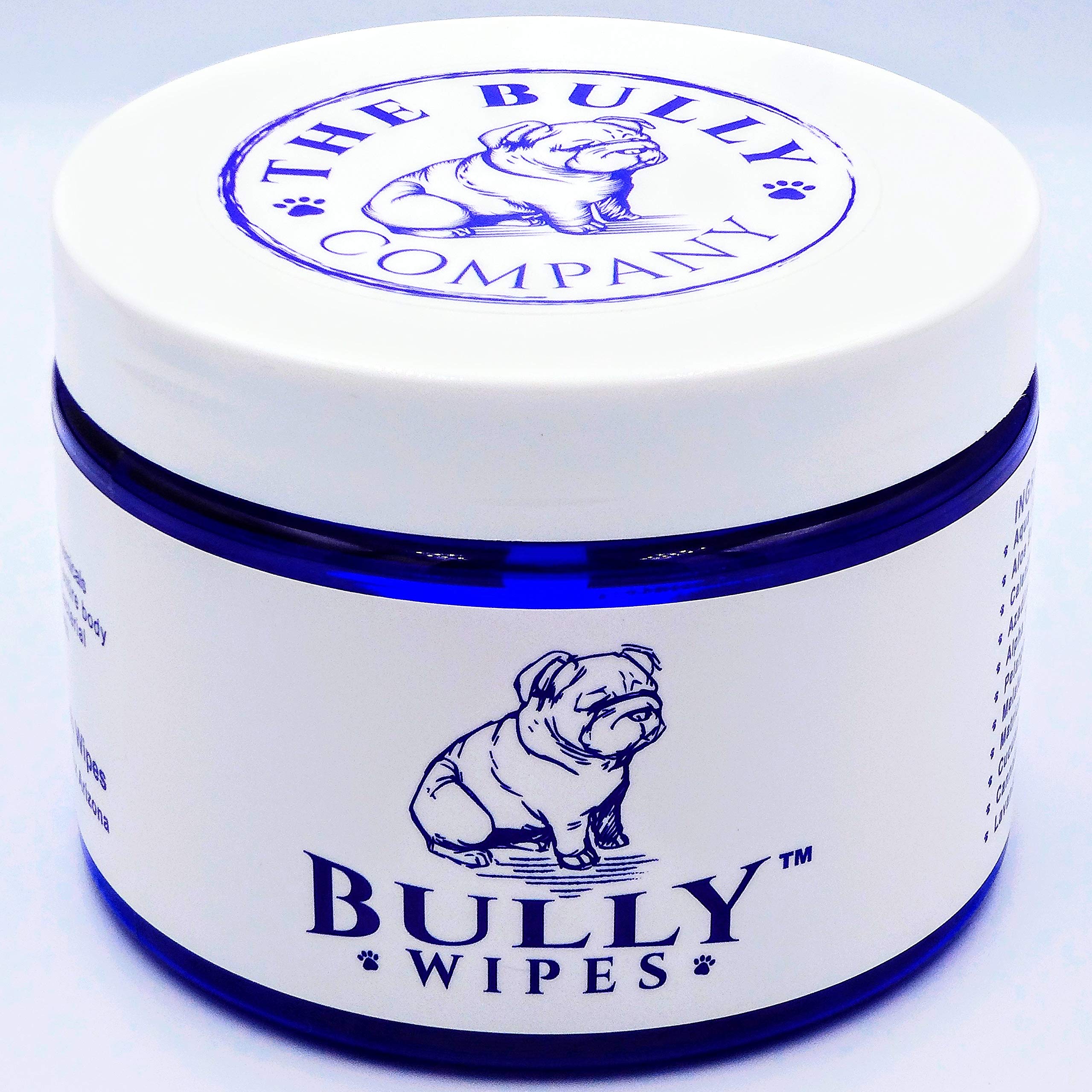 The Bully Company emballage avant montrant 50 lingettes pratiques pour Bulldogs