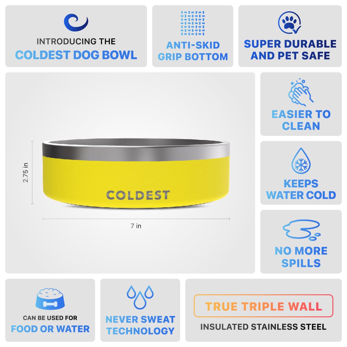 The Coldest Water comparaison taille, capacité 42 oz et volume généreux
