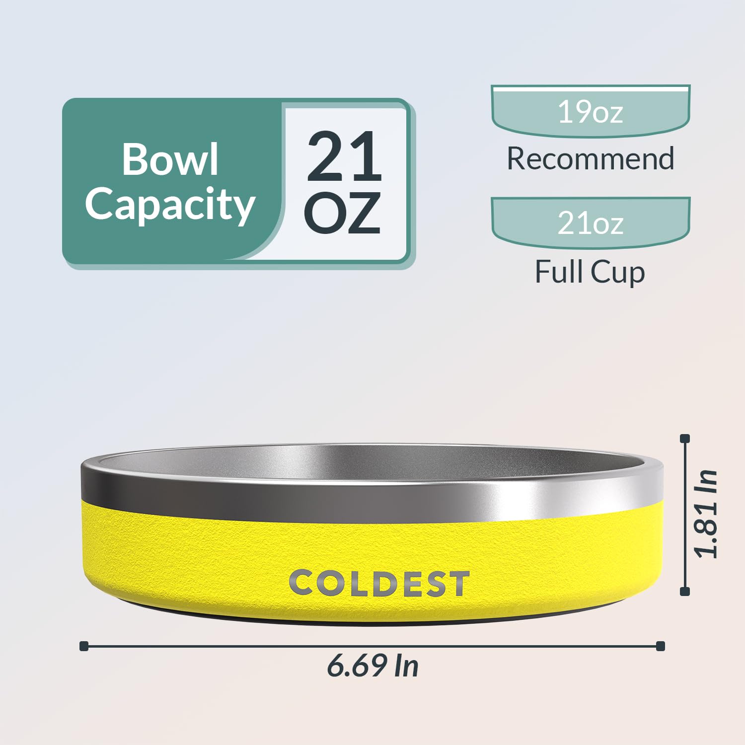 The Coldest Water gamelle Solar Yellow base lestée pour stabilité et moins de renversements