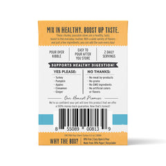 The Honest Kitchen topper en train d’être versé sur des croquettes, stimule l’appétit