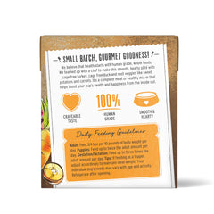 The Honest Kitchen barquette ouverte montrant contenu riche en protéines et légumes