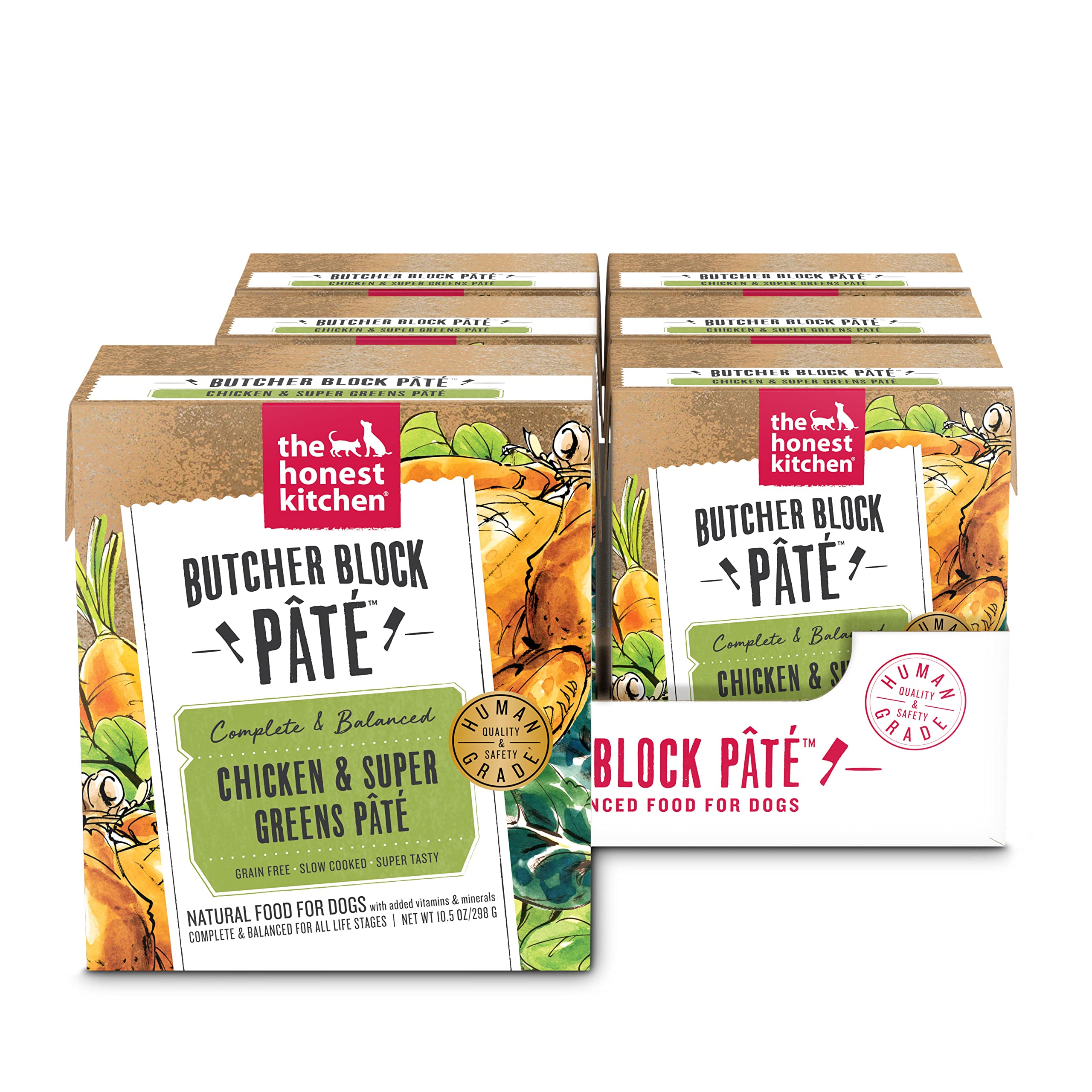 The Honest Kitchen emballage avant montrant recette et bénéfice nutritionnel