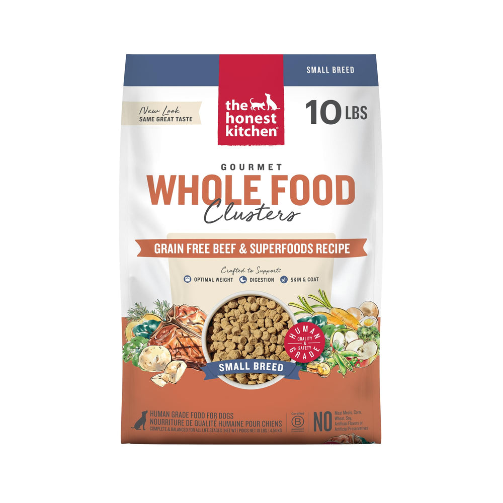 The Honest Kitchen emballage avant montrant le sac de 10 lb et qualité human grade
