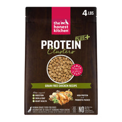 The Honest Kitchen emballage face montrant la recette Protein Plus poulet et bénéfice clarté
