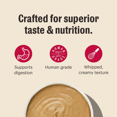 The Honest Kitchen mousse prête servie avec lait de chèvre pour digestion