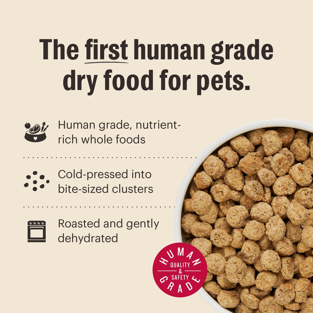 The Honest Kitchen poulet cage free en gros plan garantissant source protéique identifiable
