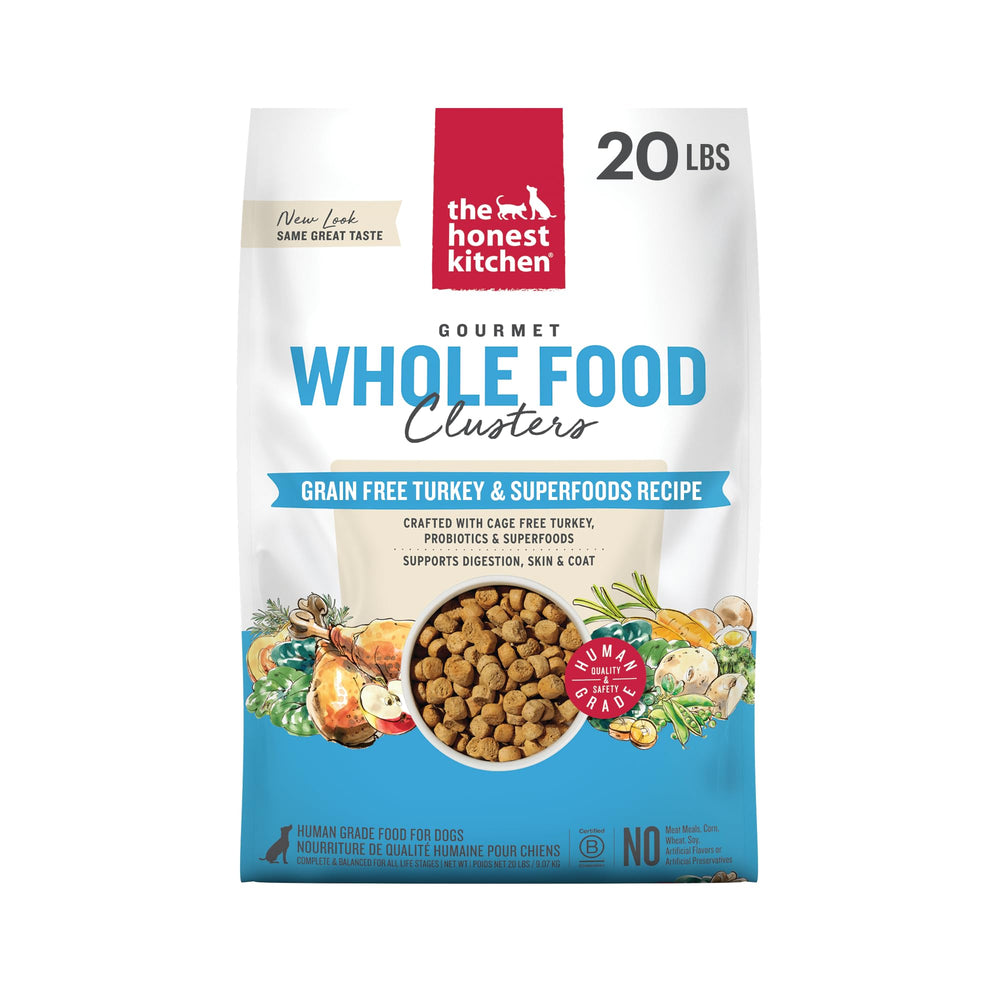 The Honest Kitchen sac 20 lb montrant l'emballage et la durabilité