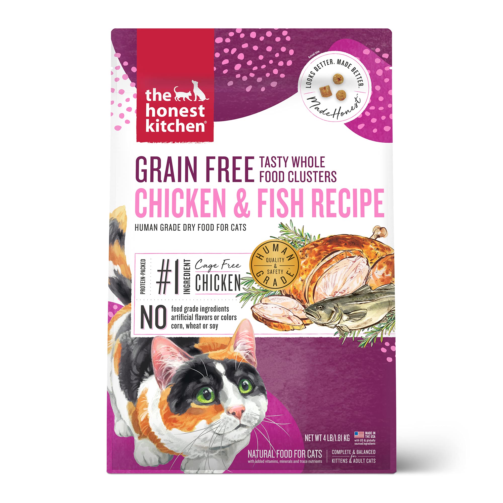 The Honest Kitchen sac avant montrant recette human grade et bénéfice sécurité