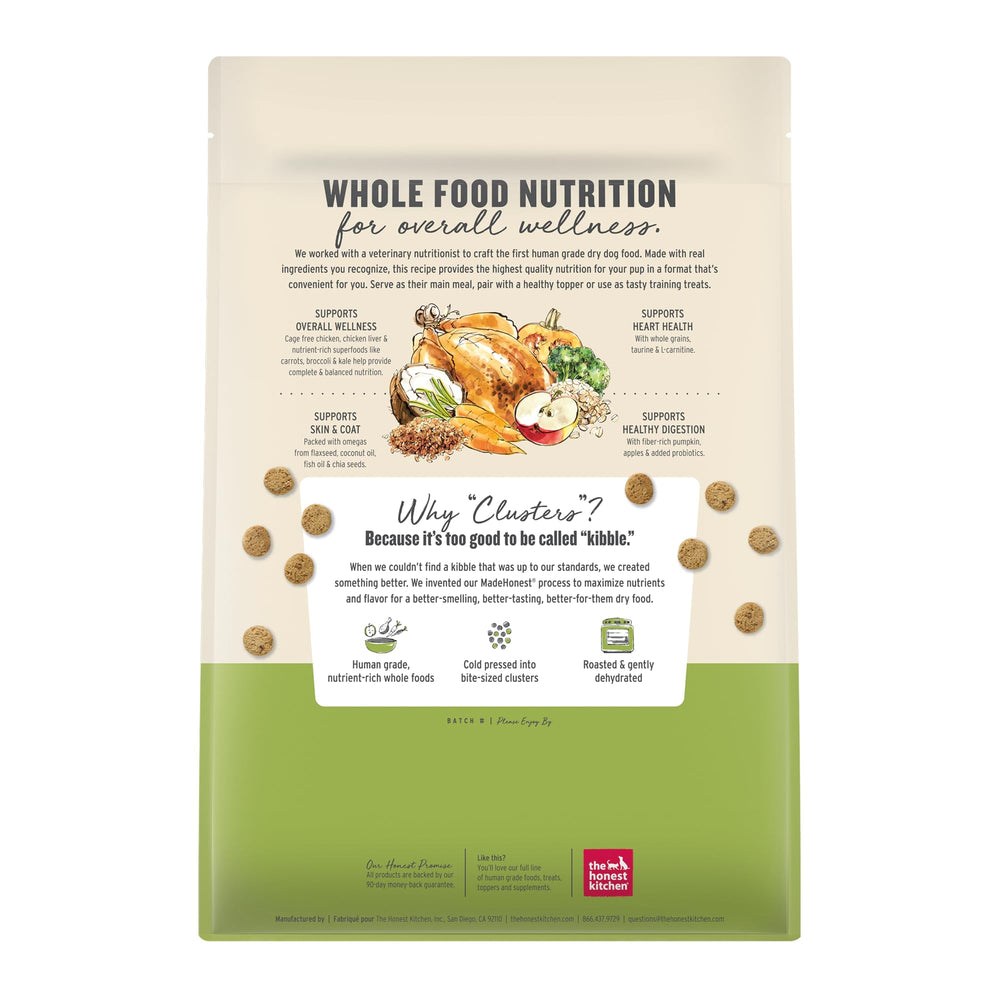 The Honest Kitchen texture d'un cluster montrant ingrédients entiers et conservation nutriments
