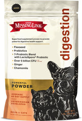 The Missing Link pot de Digestion Superfood montrant l’emballage et le bénéfice de soutien digestif