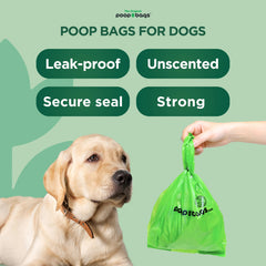 The Original Poop Bags en promenade utilisé par un propriétaire pour ramasser déjections