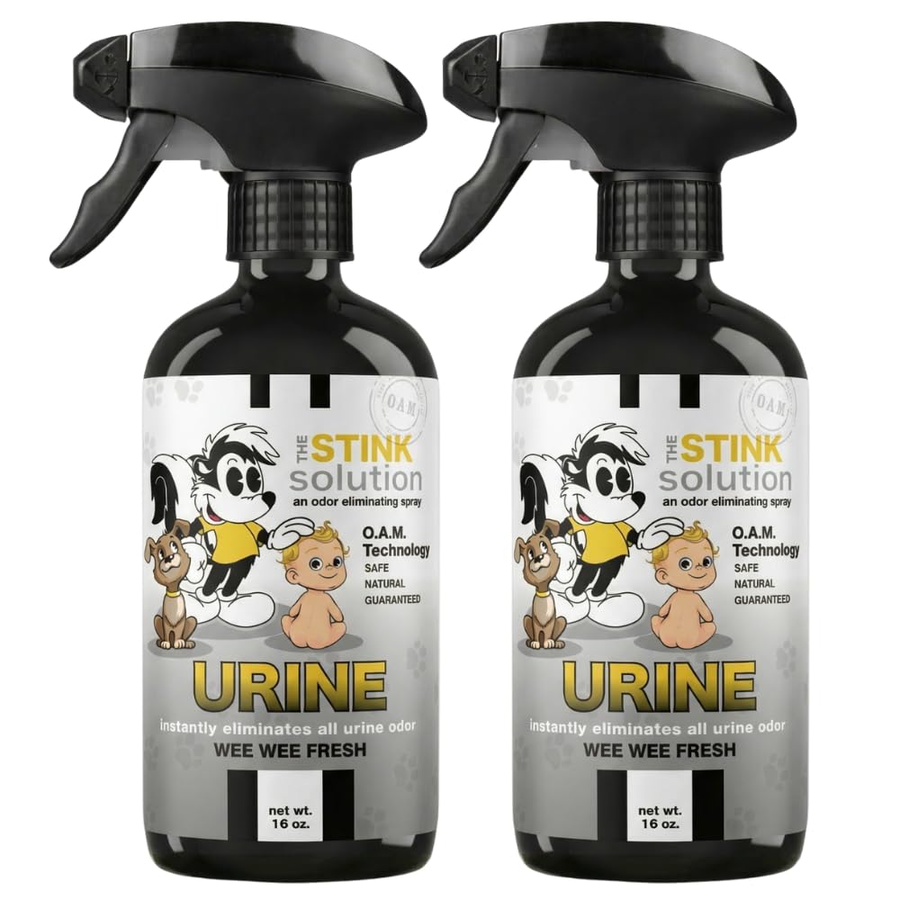 The Stink Solution emballage avant montrant le flacon et l'étiquette, efficacité visible