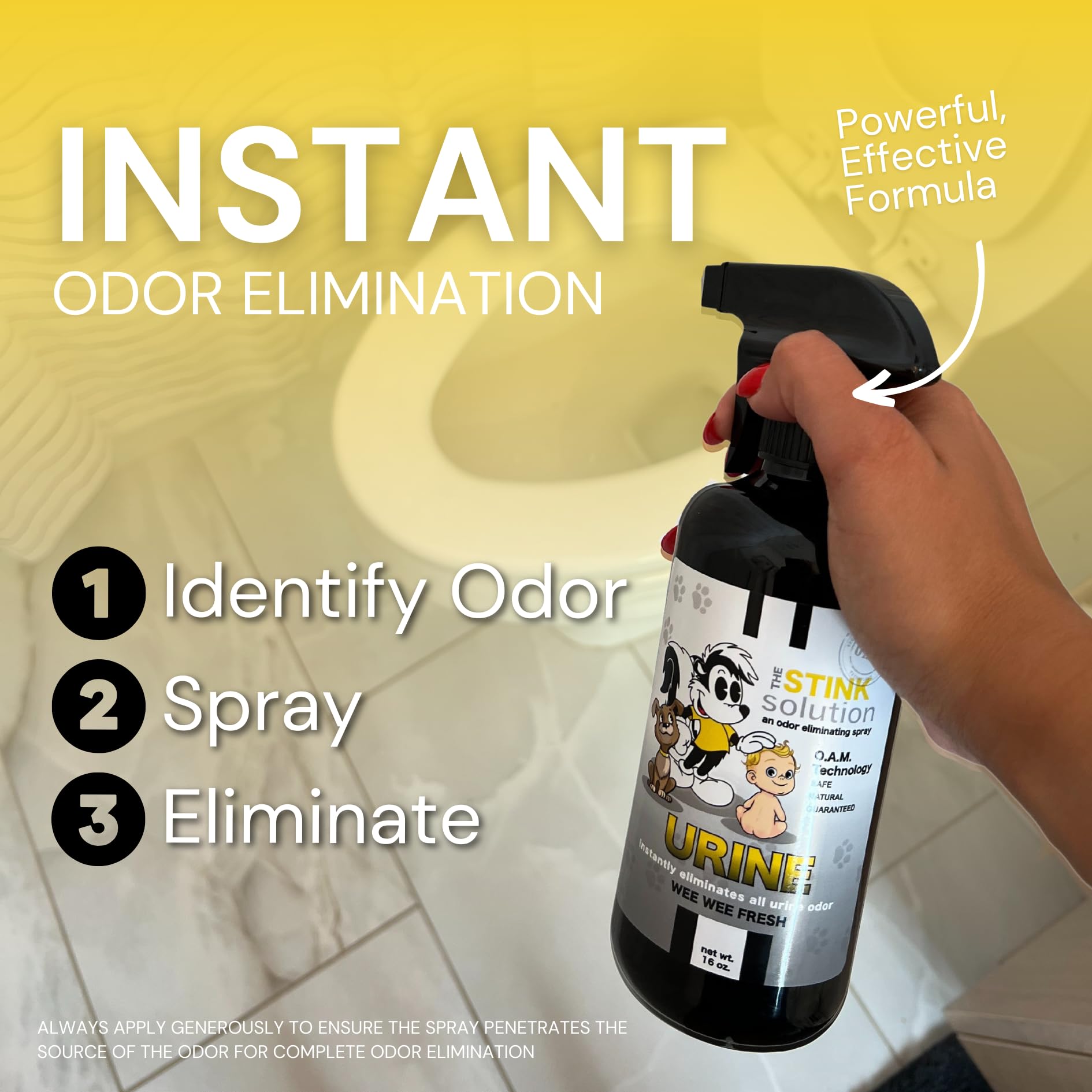 The Stink Solution spray en action sur canapé, élimine odeurs sans abîmer le tissu