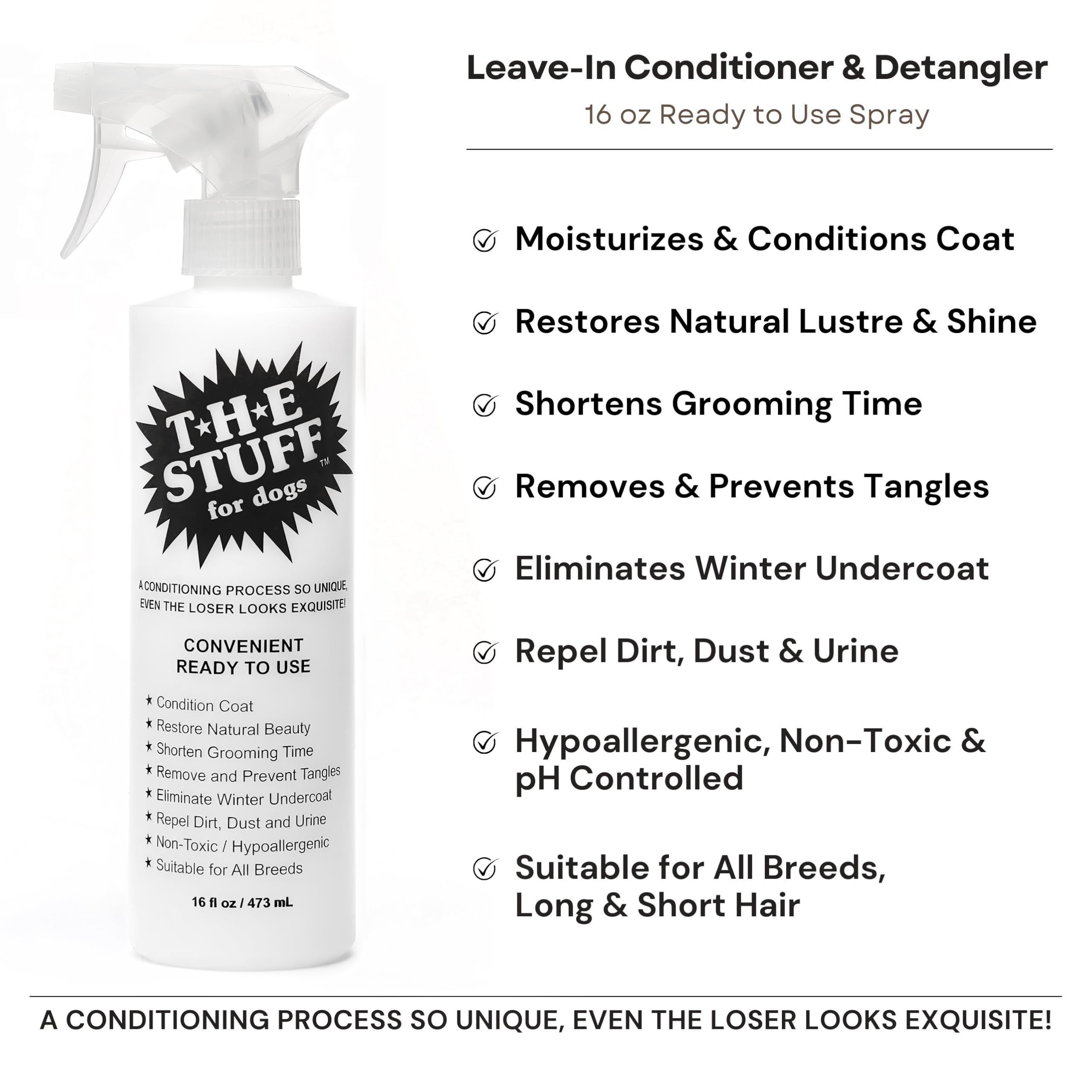 The Stuff spray en action sur un chien facilitant le démêlage