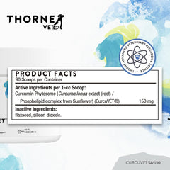ThorneVet poudre CurcuVET ajoutée à la nourriture facilitant administration quotidienne