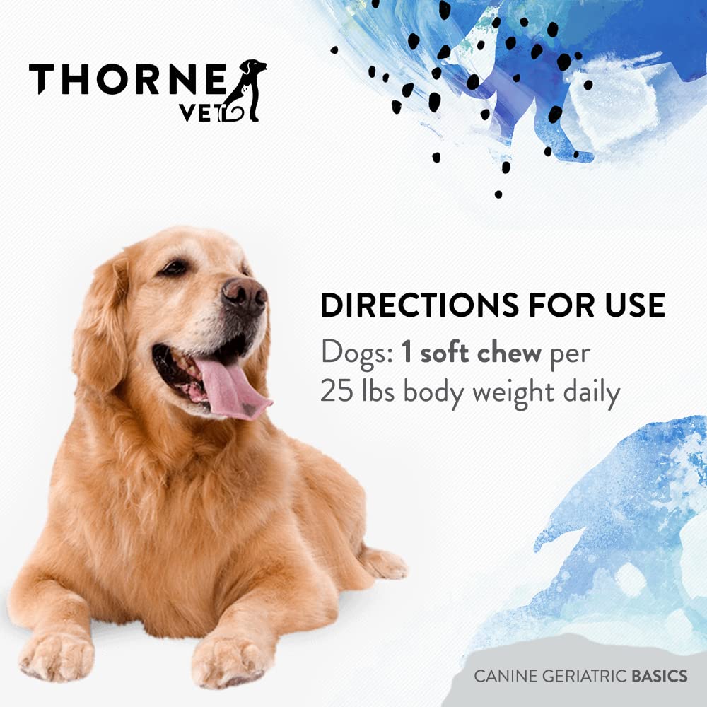 ThorneVET étiquette lisible listant vitamines et nutriments, avantage transparence