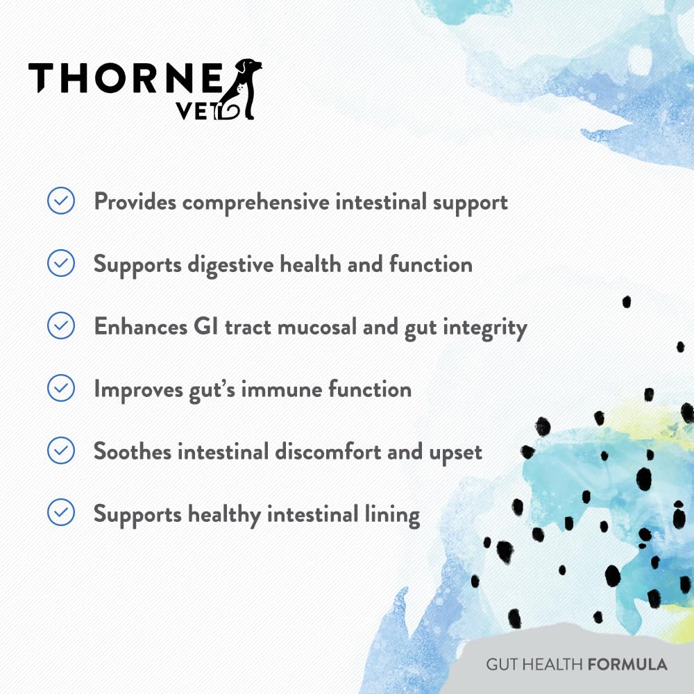 ThorneVET étiquette produit listant probiotiques et ingrédients clés