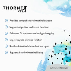 ThorneVET étiquette produit listant probiotiques et ingrédients clés