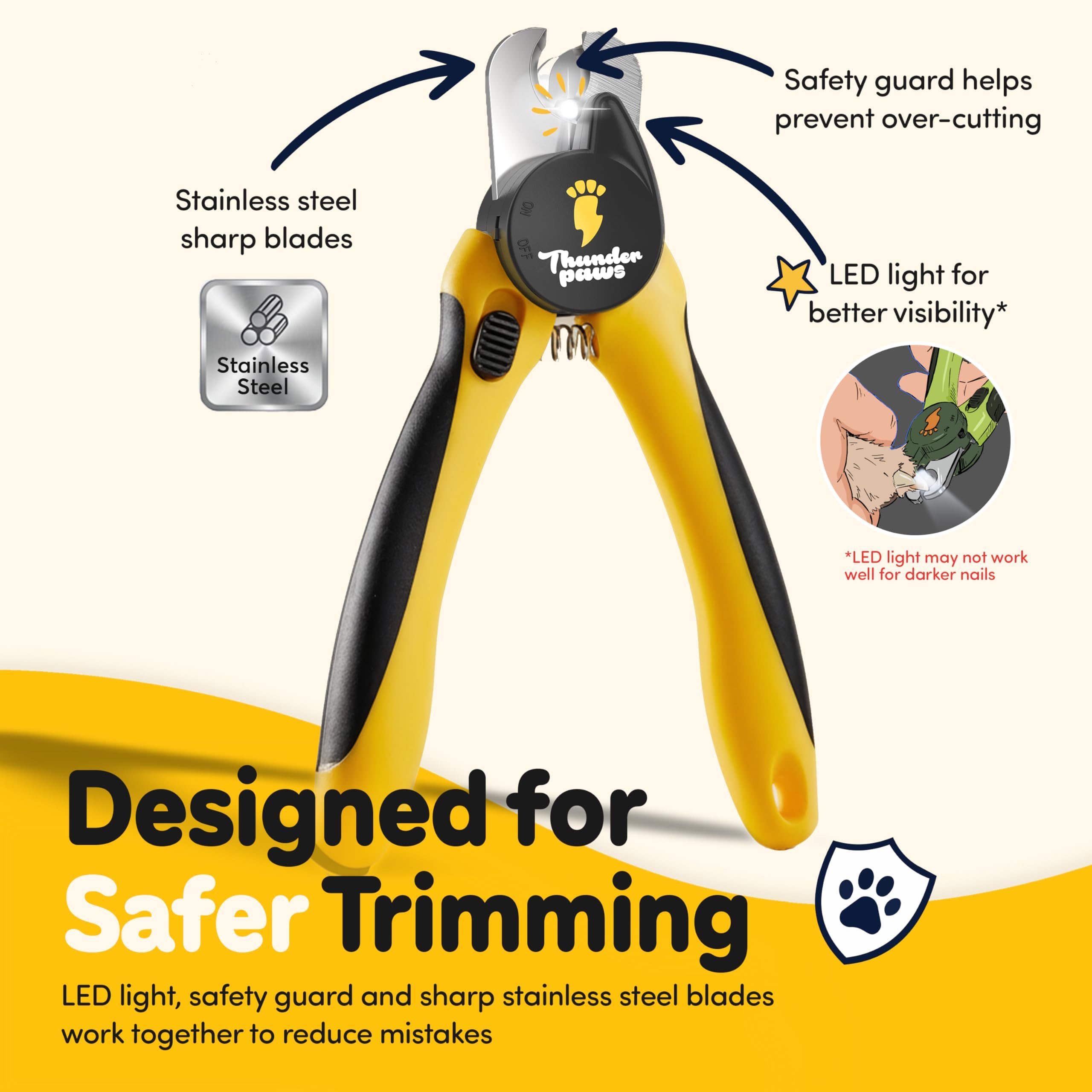 Thunderpaws lame acier inoxydable gros plan pour coupes nettes durables
