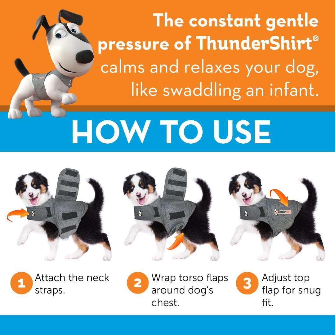 Thundershirt étiquette produit et instructions, informations de réglage claires