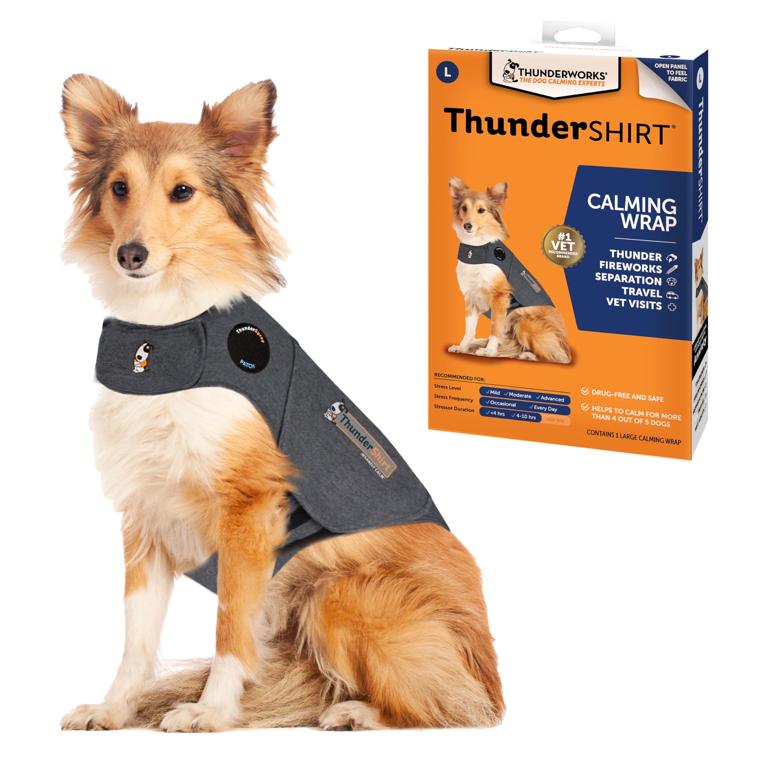Thundershirt veste face avant Heather Gray, confort et maintien apaisant
