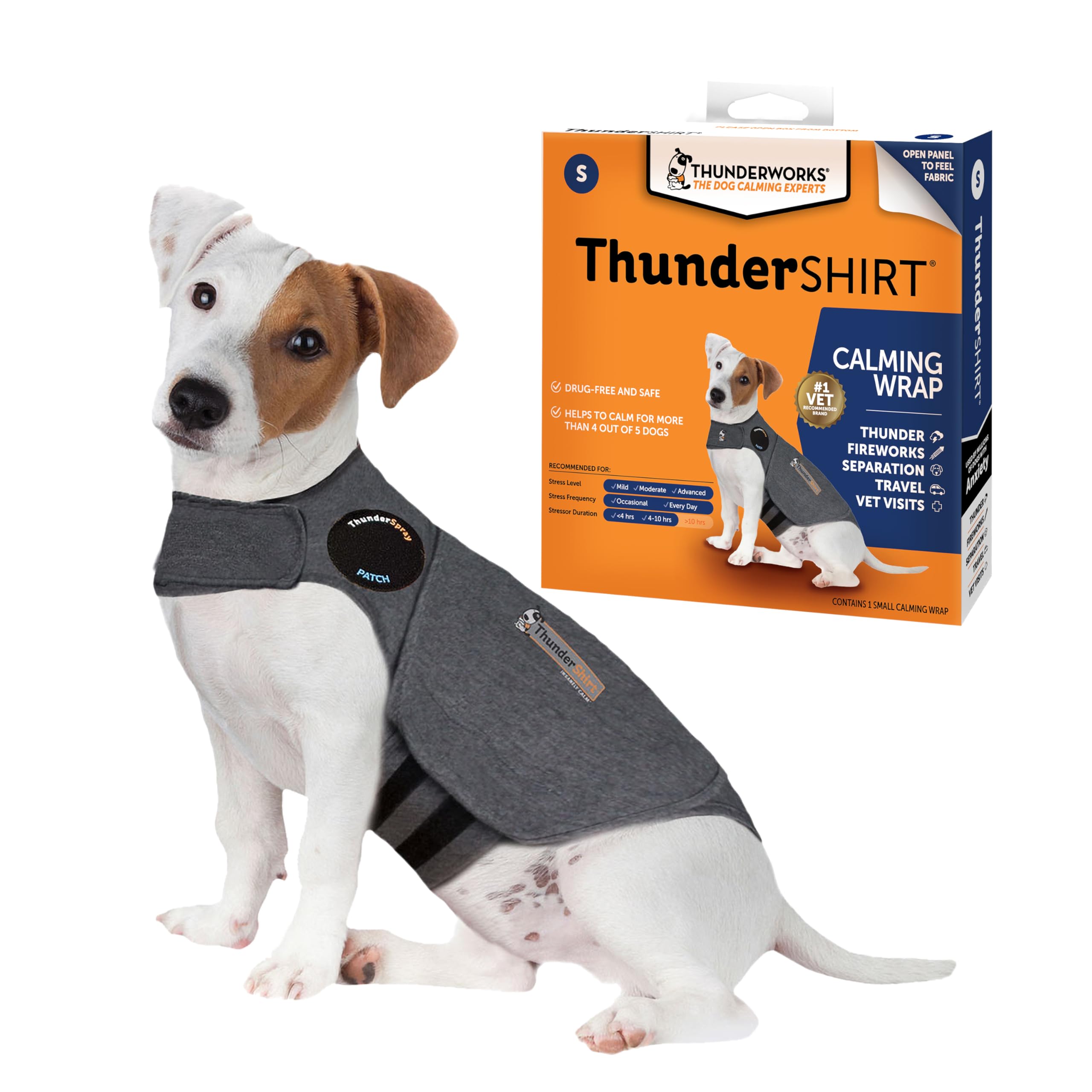 Thundershirt veste grise devant montrant ajustement et confort