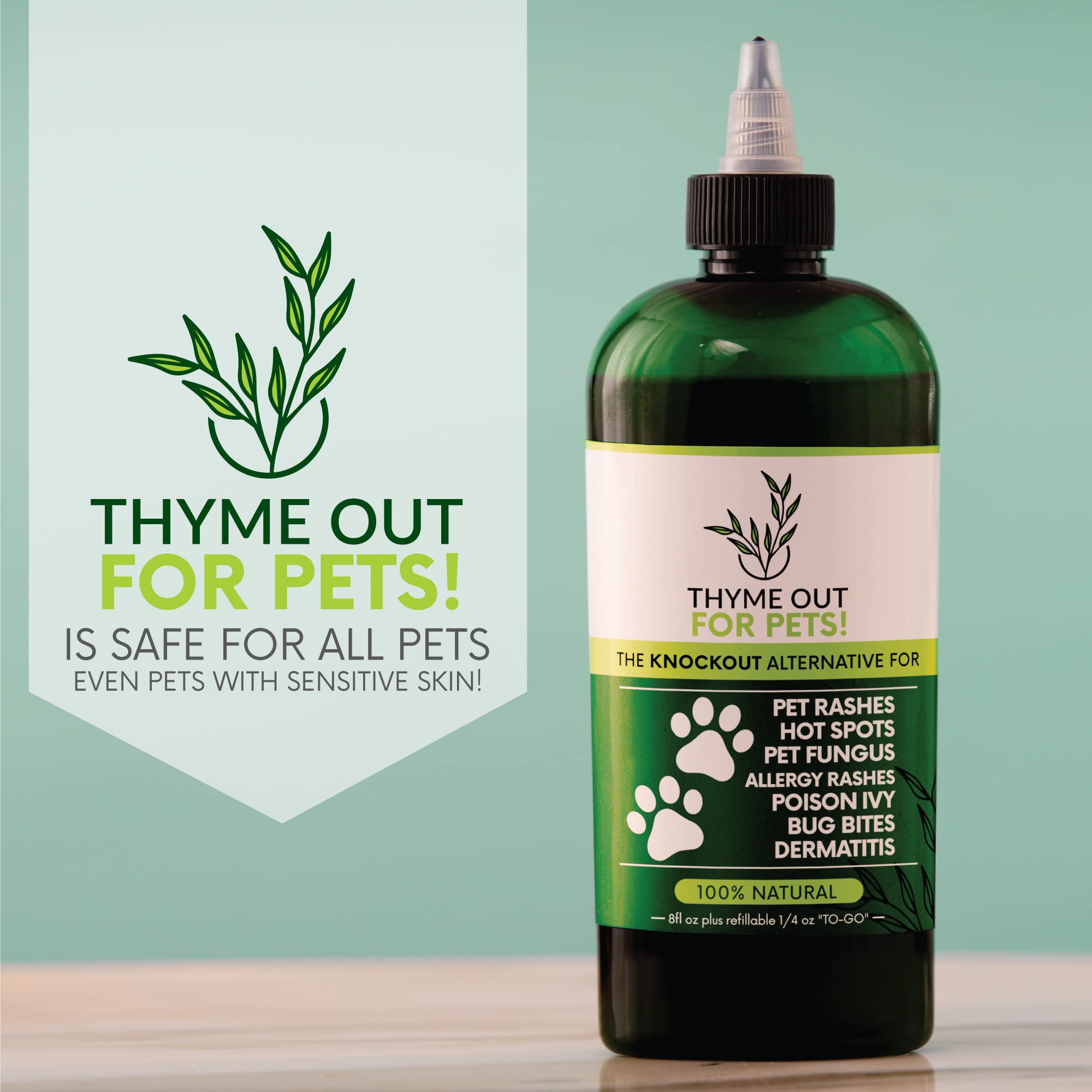 Thyme Out étiquette ingrédients avec aloé vera et thym pour sécurité