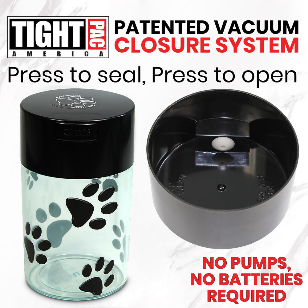 Tightpac Pawvac bouton-poussoir en gros plan facilitant fermeture sous vide