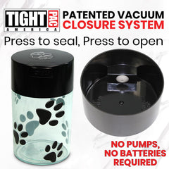 Tightpac Pawvac bouton-poussoir en gros plan facilitant fermeture sous vide
