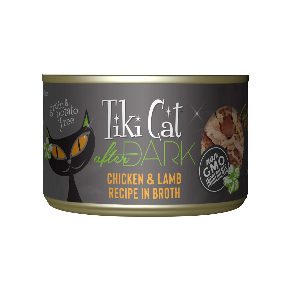 Tiki Cat After Dark face de la boîte montrant l'emballage appétissant