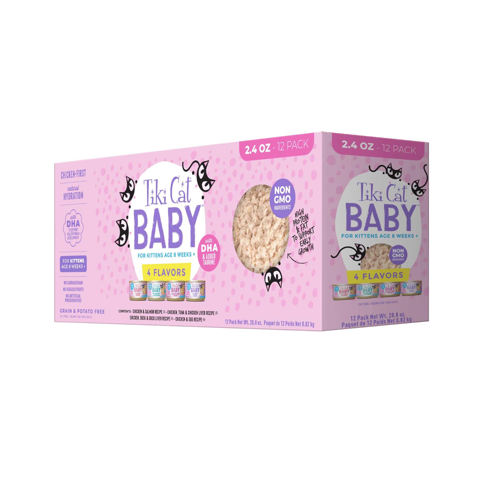 TIKI PETS pack Tiki Cat Baby face montrant variété et praticité